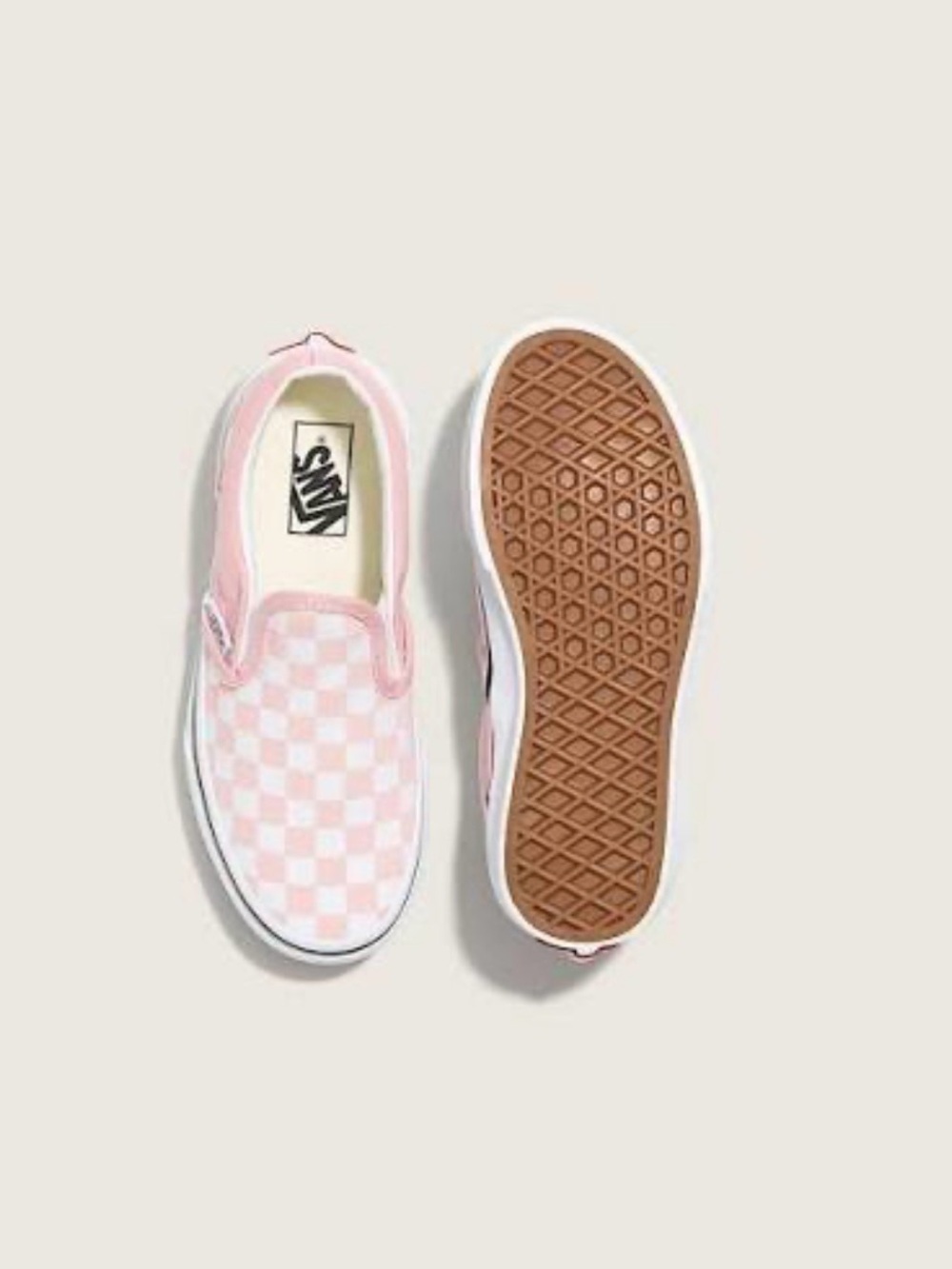 Vans Kids Slip-On Checkerboard Sneakers - Light Pink & White